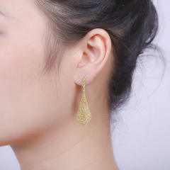 Cubic zircon hollow dangle earrings