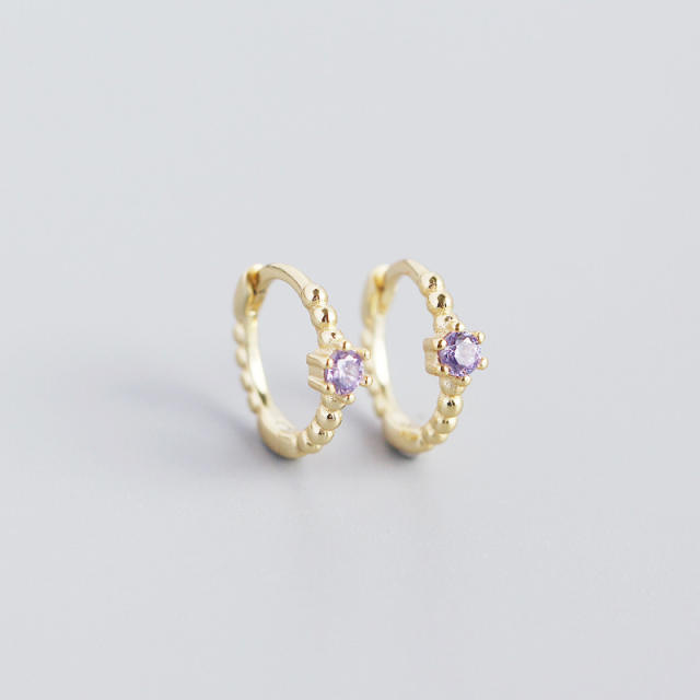 S925 beads diamond huggie earrings