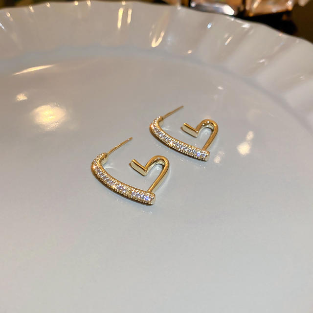 Diamond heart hoop earrings