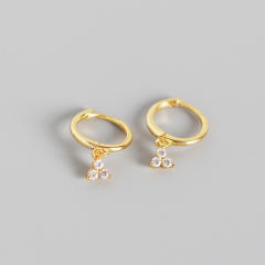 S925 Diamond drop huggie earrings