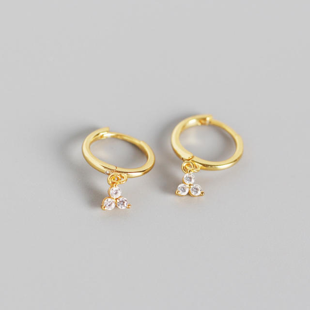S925 Diamond drop huggie earrings