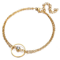 Elegant dainty circle stainless steel bracelet