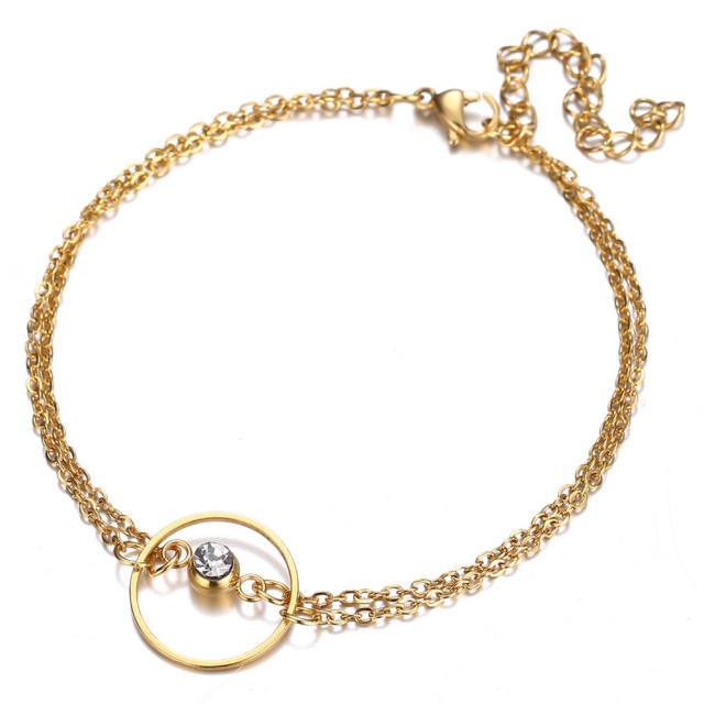 Elegant dainty circle stainless steel bracelet