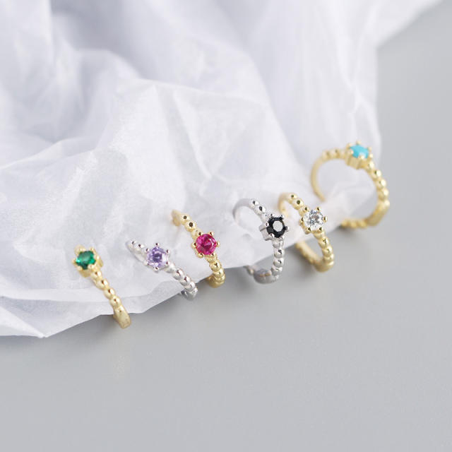 S925 beads diamond huggie earrings