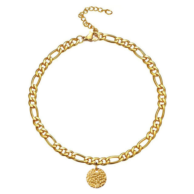 Figaro chain charm stainless steel anklet