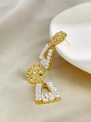 14KG Faux pearl elegant dangle earrings