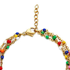 Boho colorful beads stainless steel bracelet