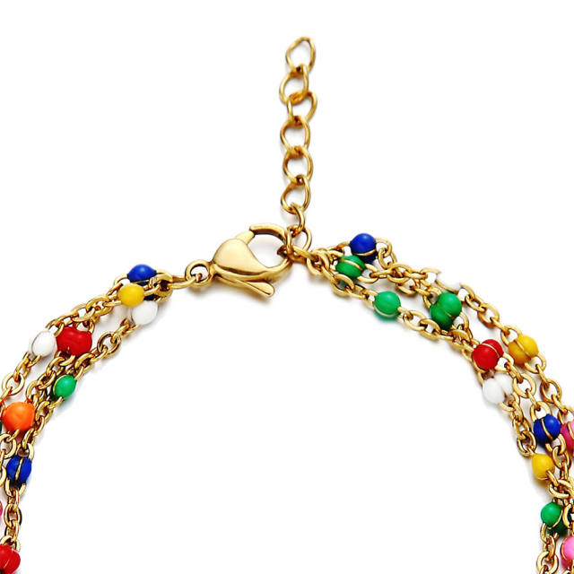 Boho colorful beads stainless steel bracelet