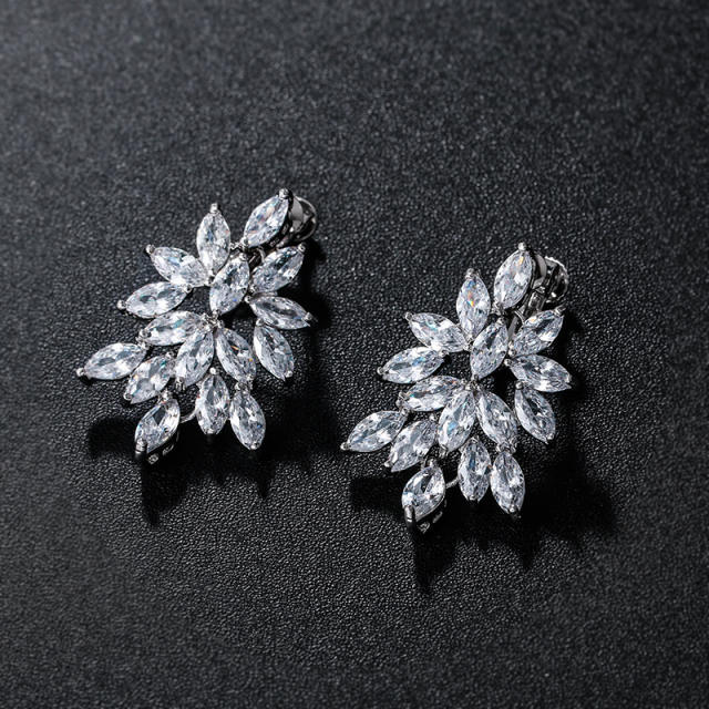 Luxury cubic zircon bridal earrings