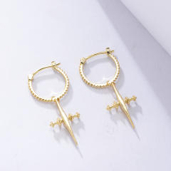 S925 unique cross huggie earrings