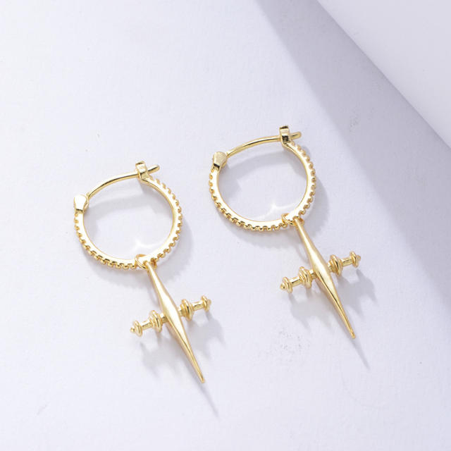 S925 unique cross huggie earrings