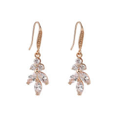Amazon hot sale cubic zircon leaf earrings