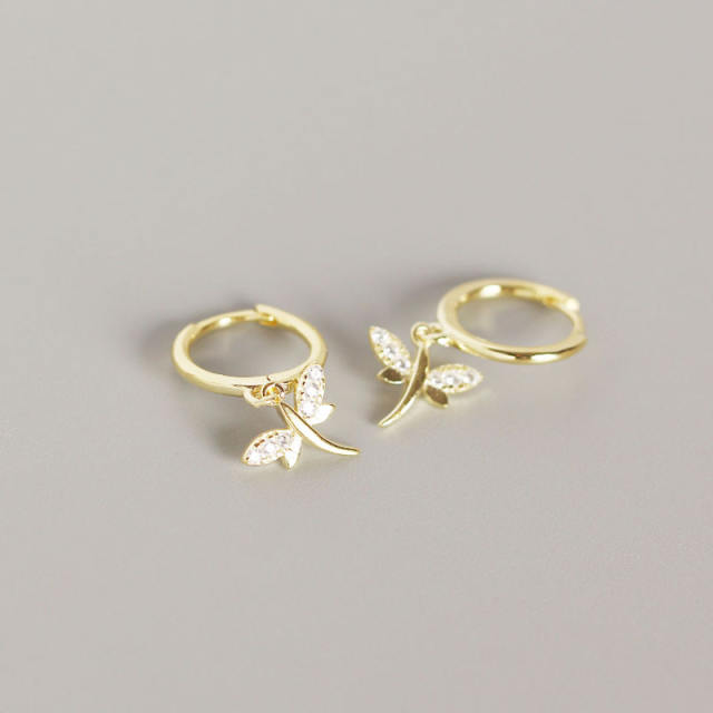 S925 silver dragonfly huggie earrings