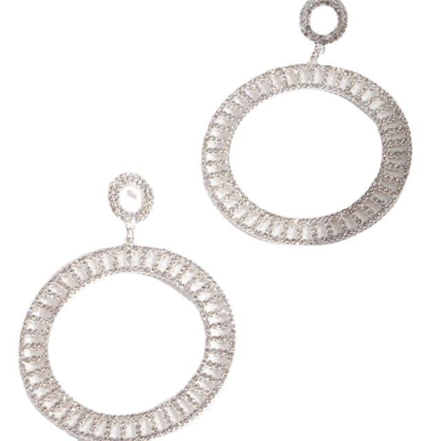 Large size ring diamond dangle earrings