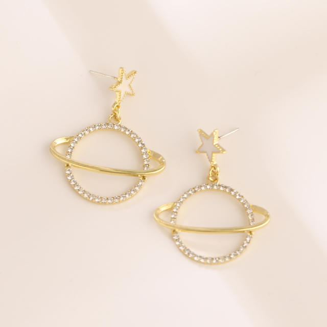 Star planet rhinestone earrings