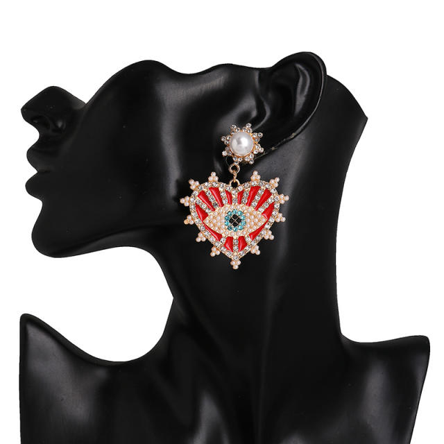 Diamond evil eye earrings