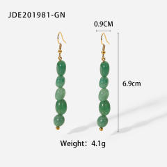 Natural stone bead 18KG stainless steel earrings