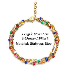 Boho colorful beads stainless steel bracelet