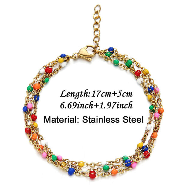Boho colorful beads stainless steel bracelet