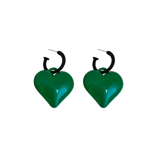 S925 needle colored heart earrings