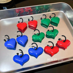 S925 needle colored heart earrings