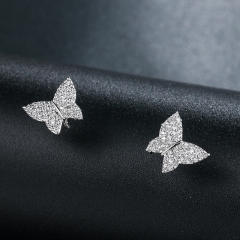 Diamond butterfly ear studs