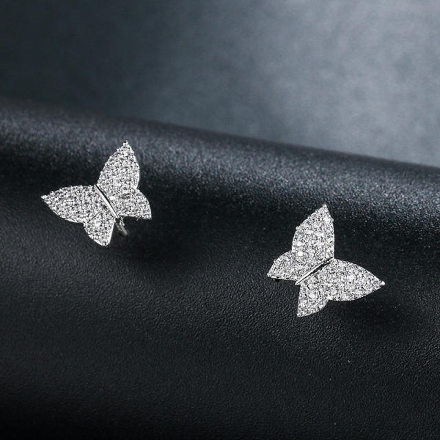 Diamond butterfly ear studs
