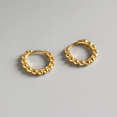 S925 silver beaded huggie earrings