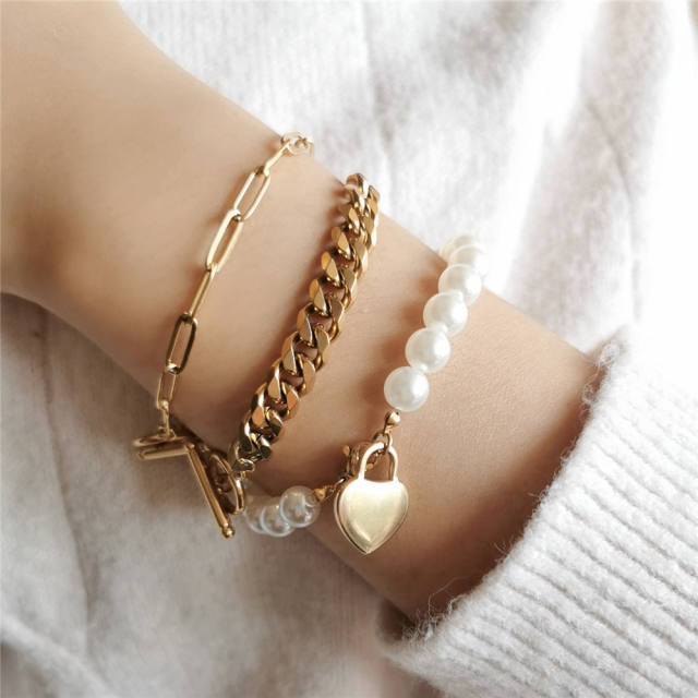 Creative easy match stainless steel bracelet toggle chain bracelet