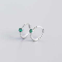 S925 beads diamond huggie earrings