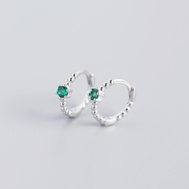 S925 beads diamond huggie earrings
