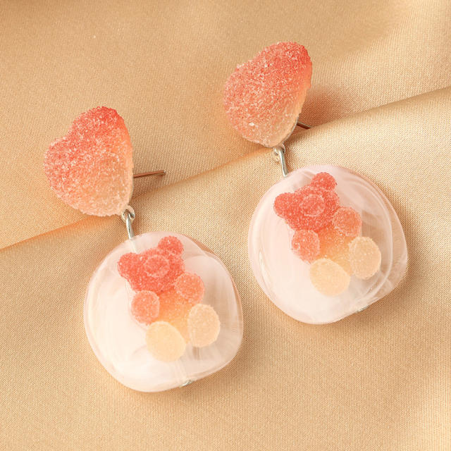 Candy-colored bear earrings