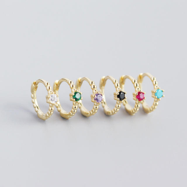 S925 beads diamond huggie earrings