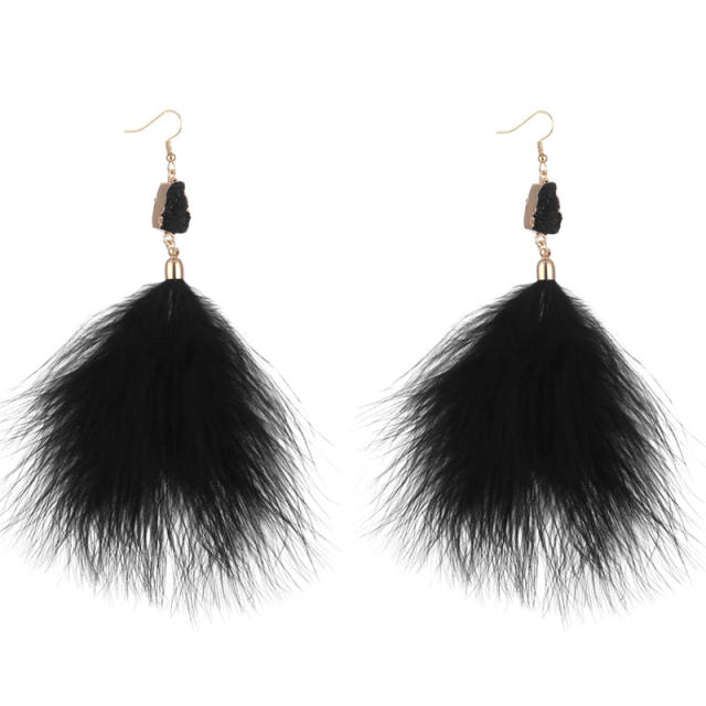 Feather plush earrings