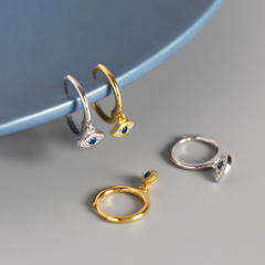 S925 silver evil eye huggie earrings