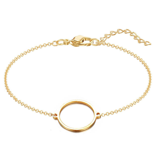 Concise dainty circle stainless steel bracelet