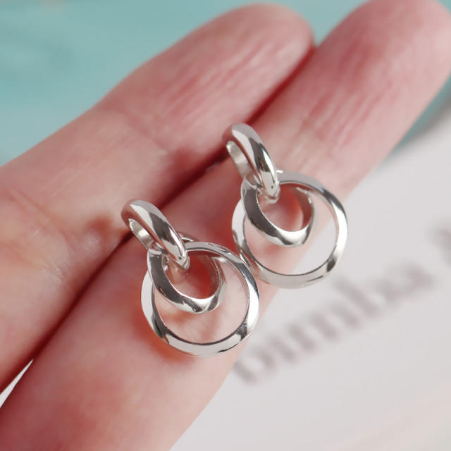 S925 silver circle ear studs