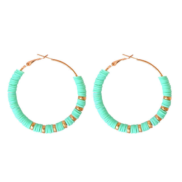 Boho heishi beads hoop earrings