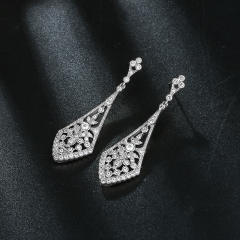 Cubic zircon hollow dangle earrings