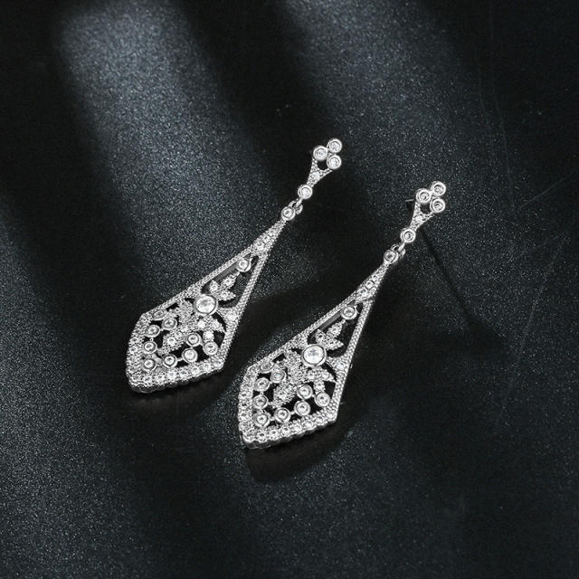 Cubic zircon hollow dangle earrings