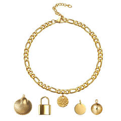 Figaro chain charm stainless steel anklet