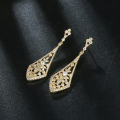 Cubic zircon hollow dangle earrings
