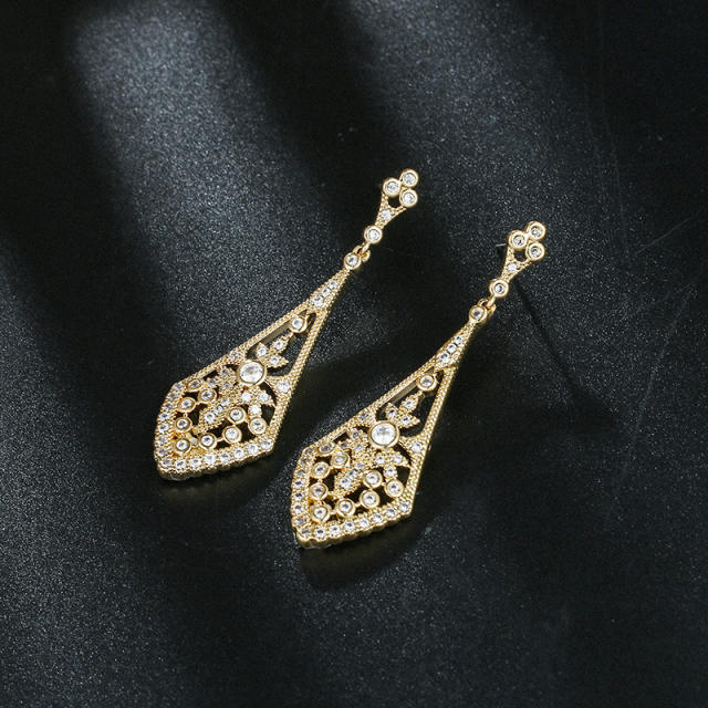 Cubic zircon hollow dangle earrings