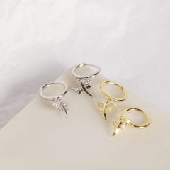 S925 silver dragonfly huggie earrings