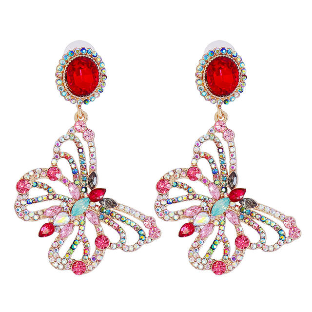 Hollow butterfly diamond earrings
