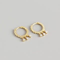 S925 beaded huggie earrings