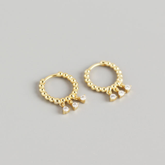 S925 beaded huggie earrings