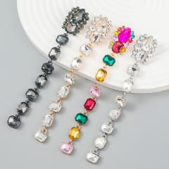 Glass crystal statement long earrings