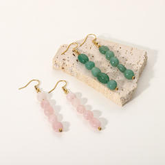 Natural stone bead 18KG stainless steel earrings