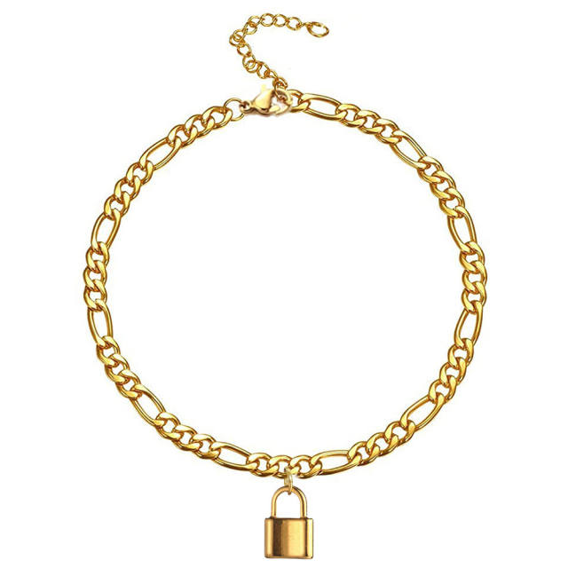 Figaro chain charm stainless steel anklet